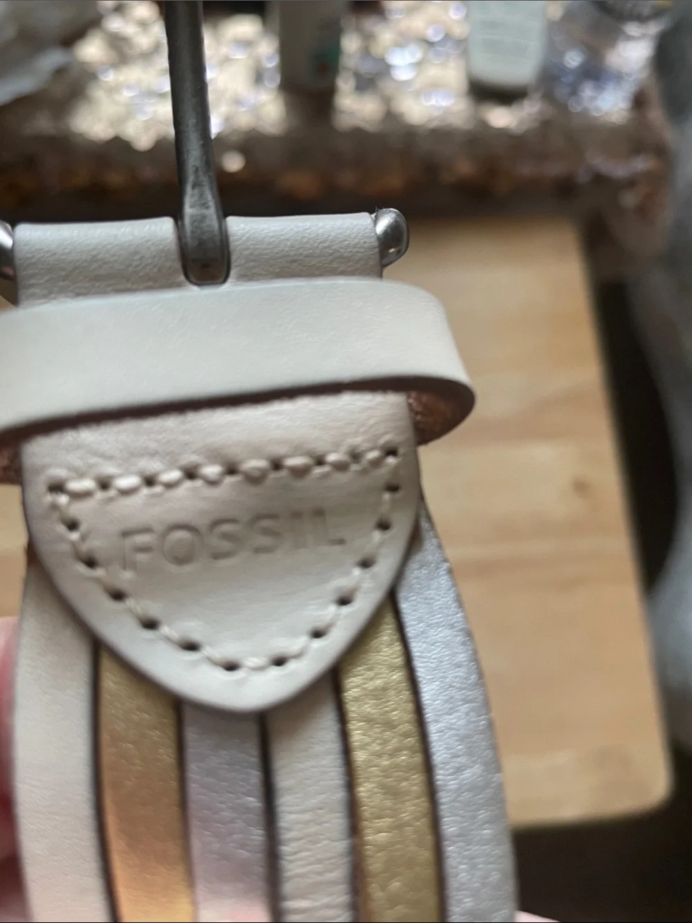 Fossil White Braided Multi Color Boho Belt